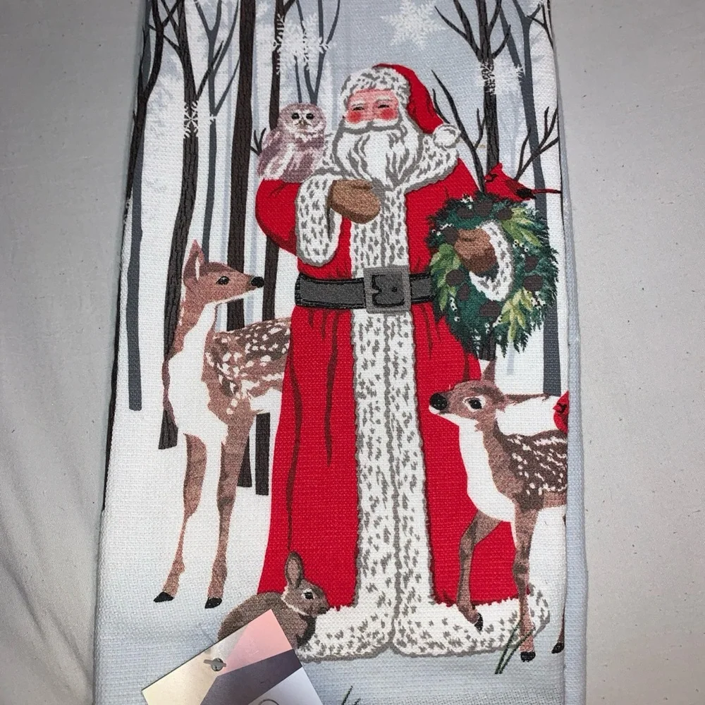 Festive Santa Holiday Tapestry with Red and Green Accents